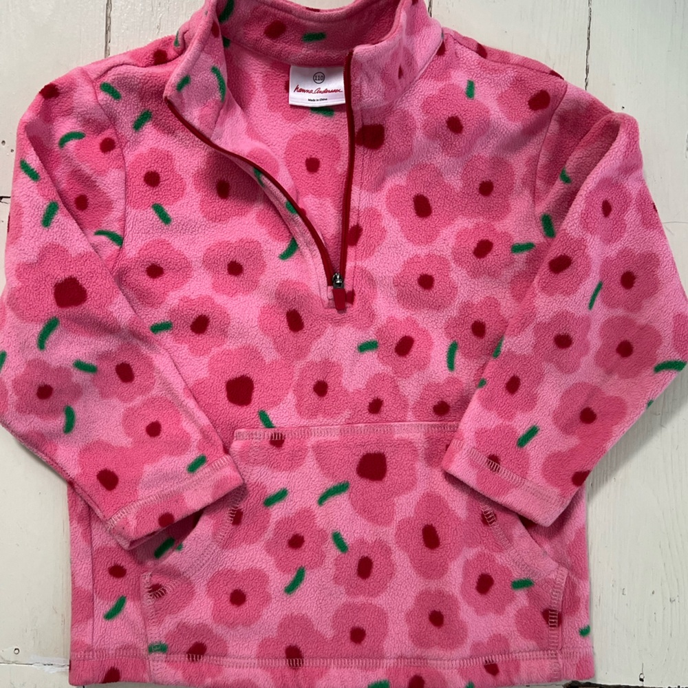 Hanna Andersson Floral Zip Up Fleece 110 (Size 5)